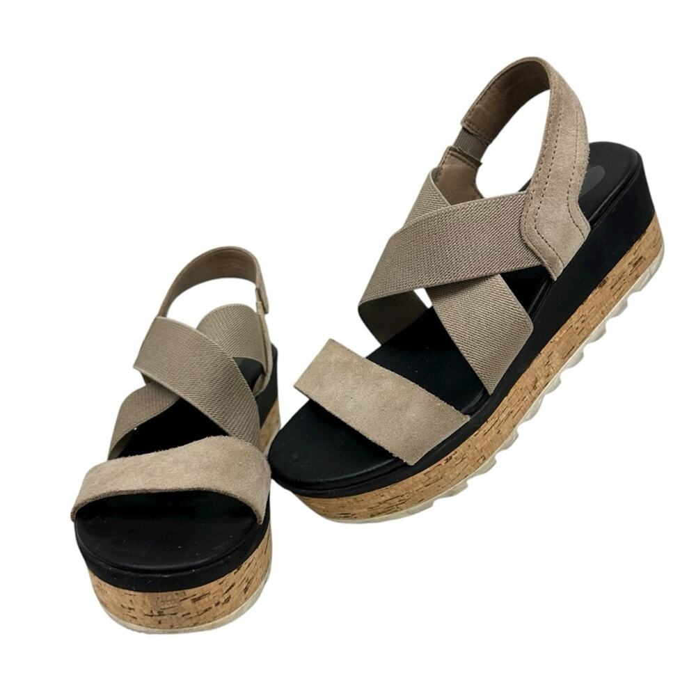 SOREL Cameron Platform Slingback Leather Sandals Size 6.5 - Picture 1 of 8